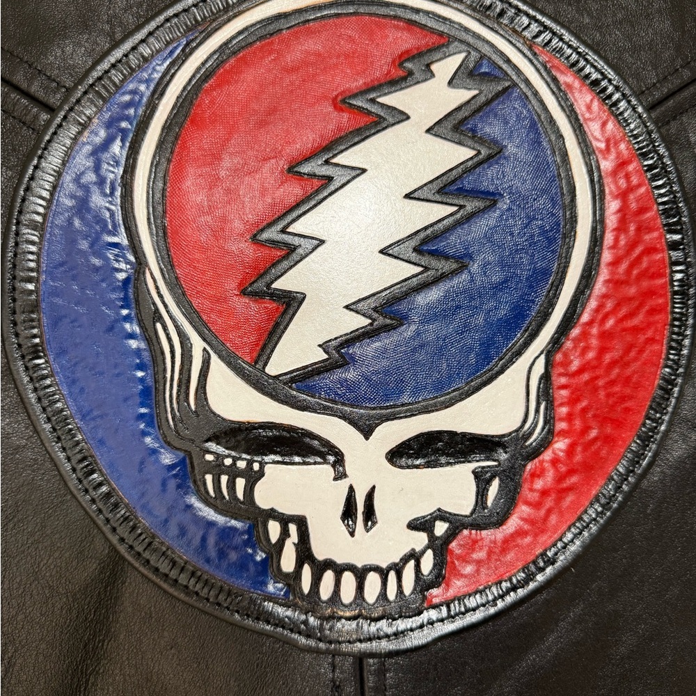 Black Leather Jacket with Steelie Patch